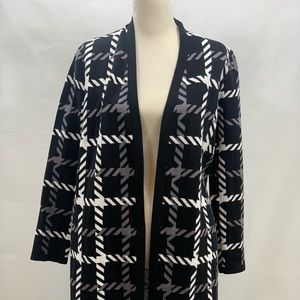 NIPON Boutique Black, White, & Gray Open Sweater